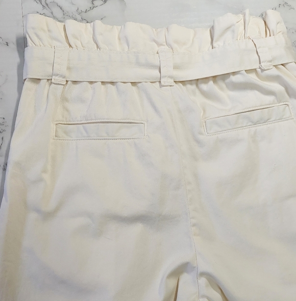 Everlane Cream Cotton Belted Paperbag Barrel Leg Pants, Size XS - Picture 9 of 11